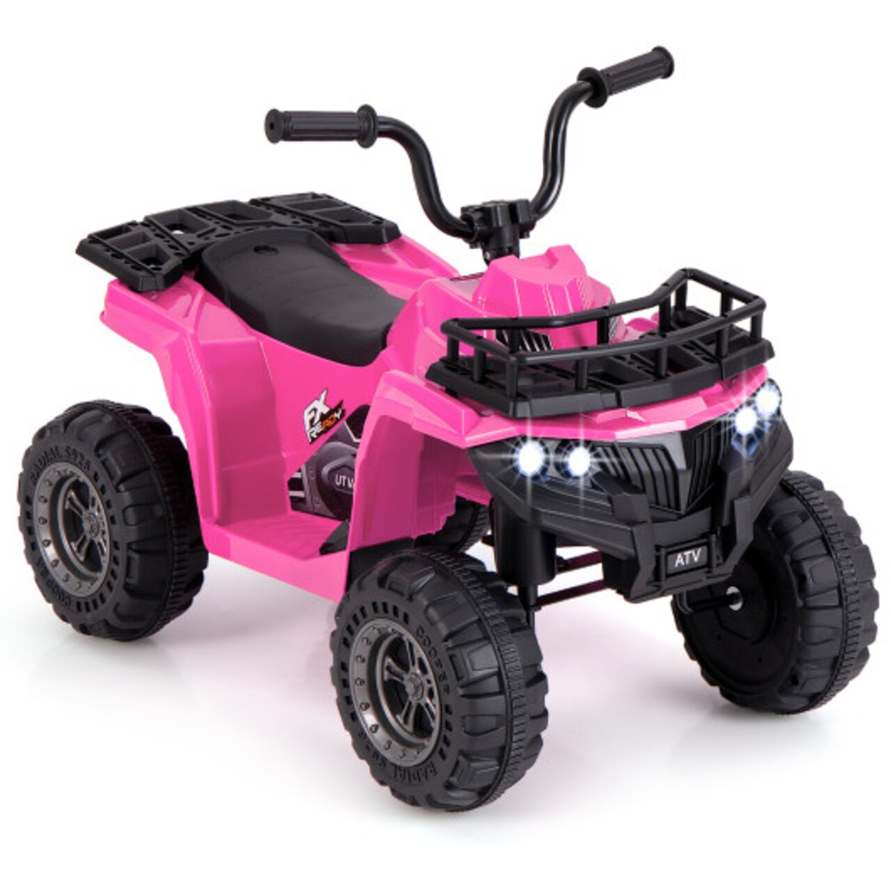 6V Kids Ride On ATV with LED Headlights, Music, Rear Storage and Treaded Tires